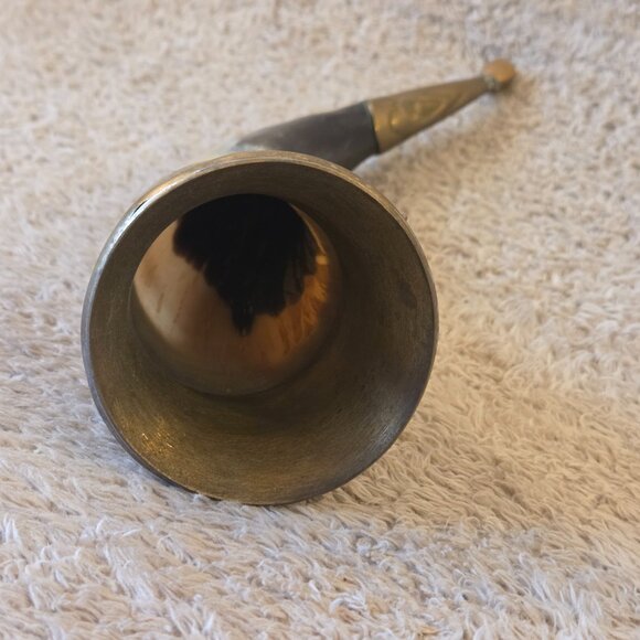 Ornate Brass Ox Horn – Vintage Decor - Picture 3 of 5